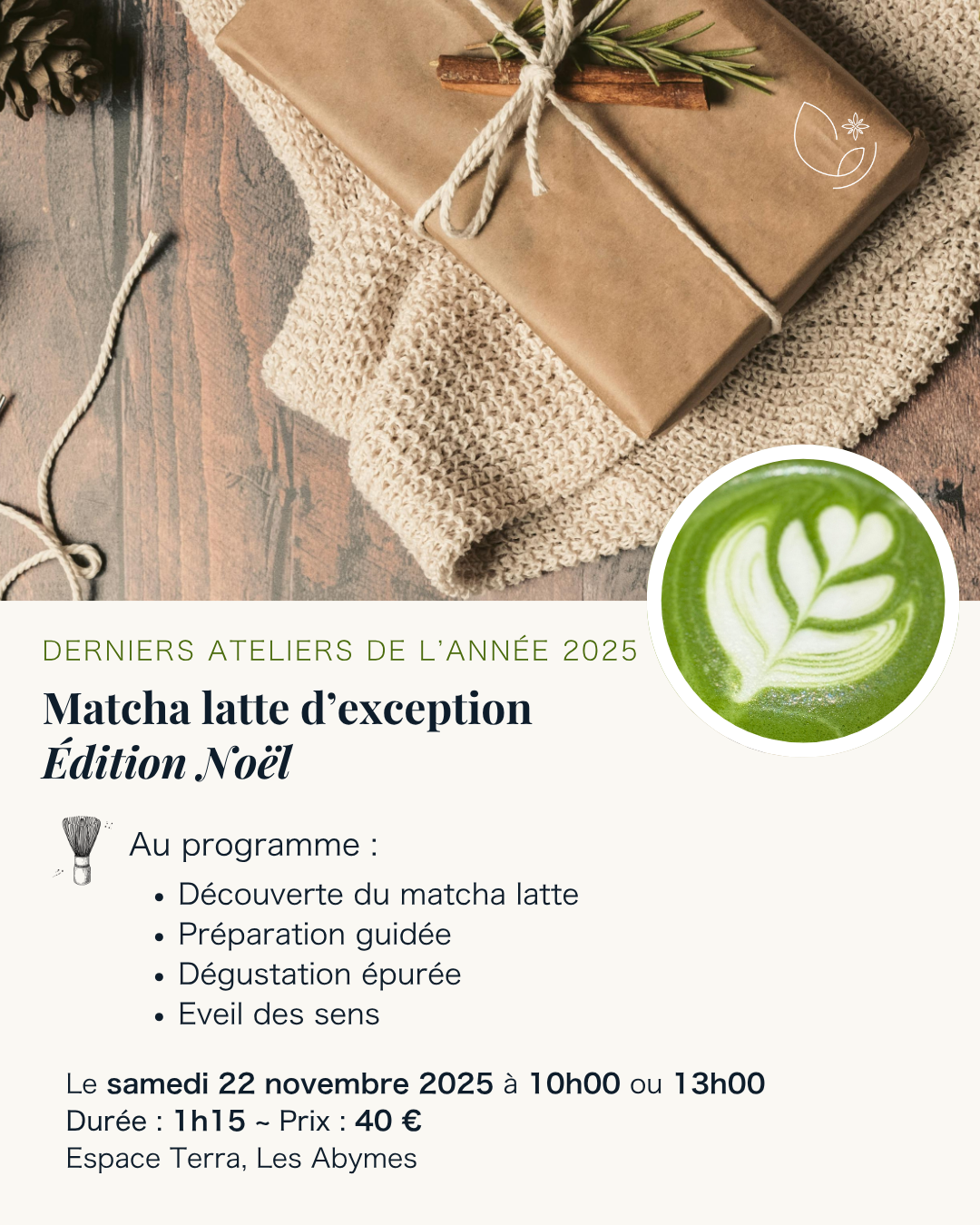 Atelier matcha latte d'exception - Édition Noël